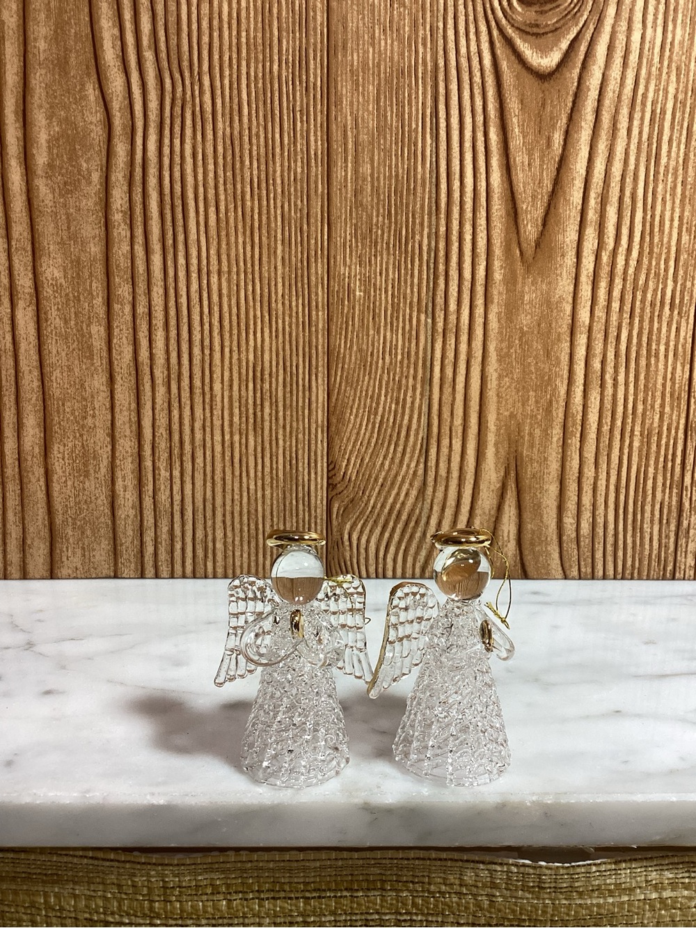 Vintage Clear Blown Glass Angel Figurines - Ornaments